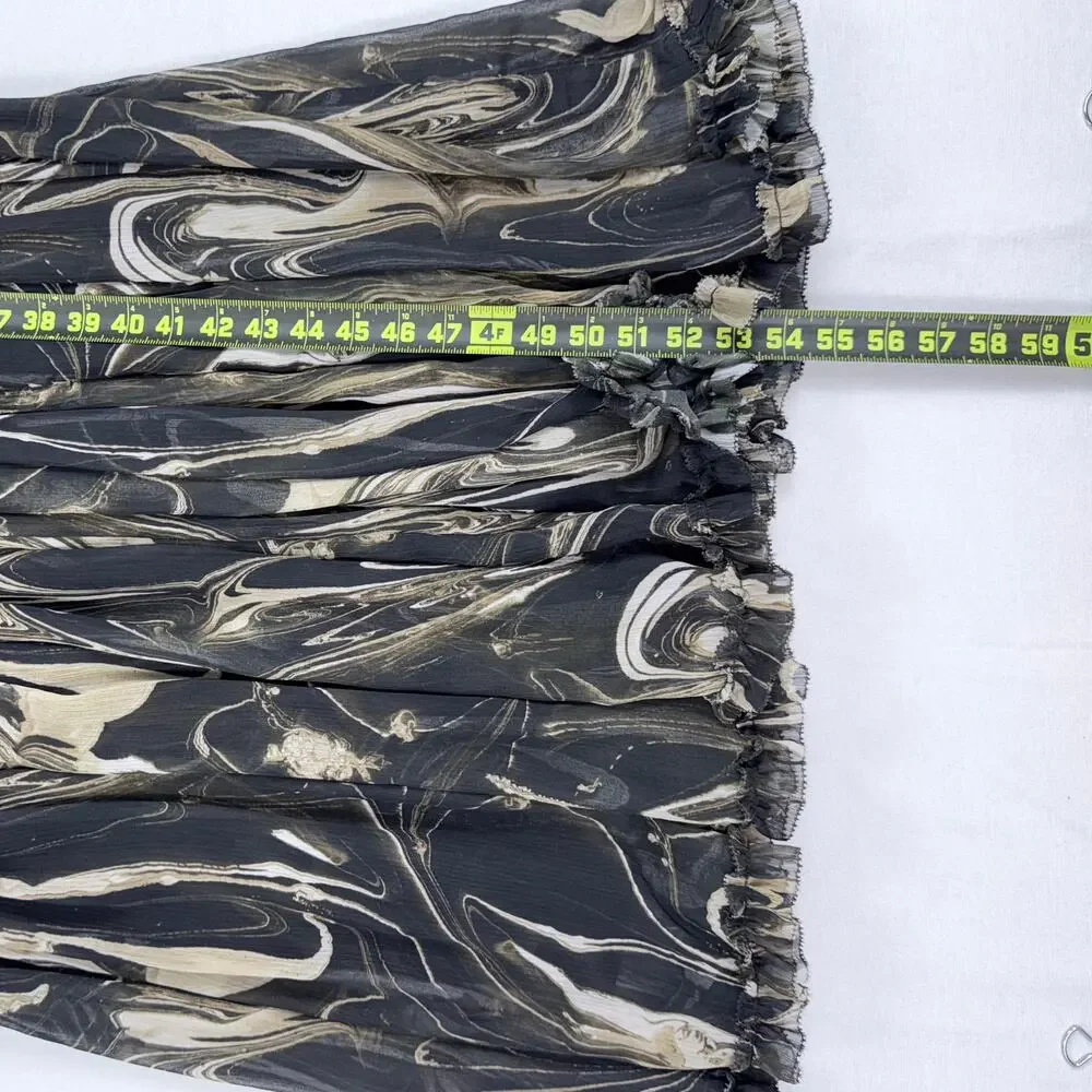 Banana Republic Marbled Halter Smocked Waist Maxi Dress Women's Small Black Tan